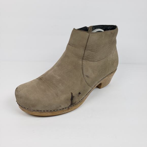 Dansko Maria Womens Size EU 41 US 10.5-11 Beige Nubuck Leather Ankle Bootie Shoe - Picture 2 of 14
